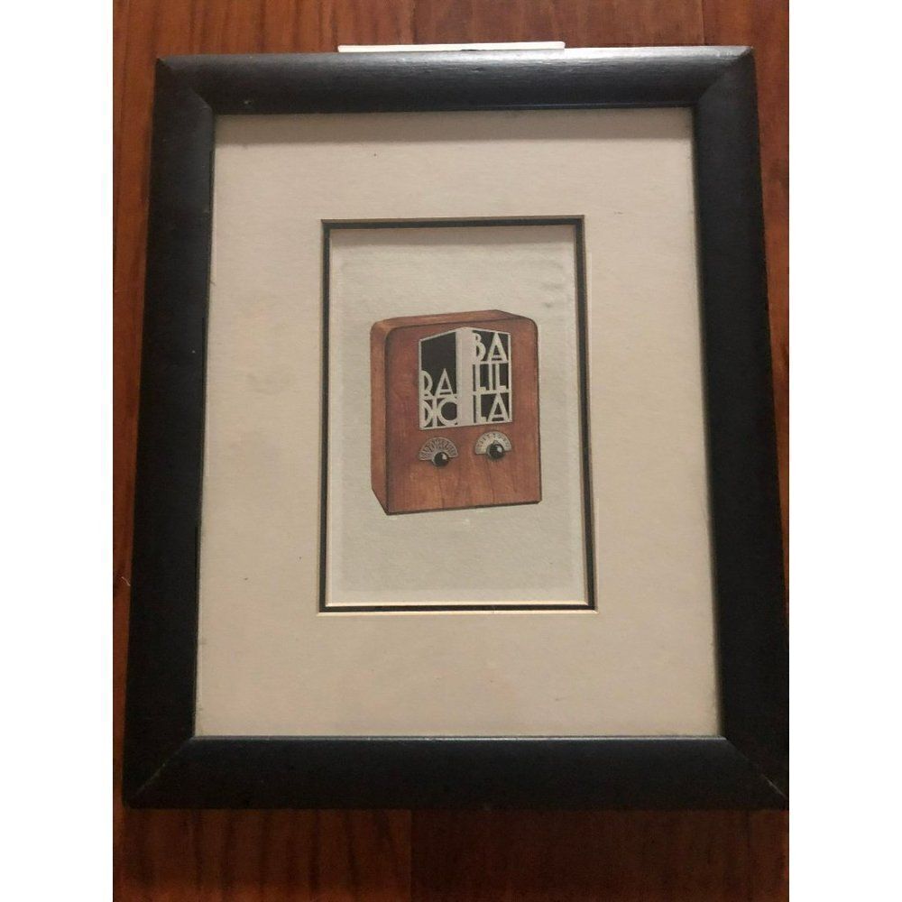 Retro Communication by an Unknown Artist Radio Marelli 1999 Print Framed in 11.7